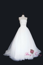 Rosyfancy Modest Strapless Beads And Lace Accented Waist Bridal Ball Gown - $420.00