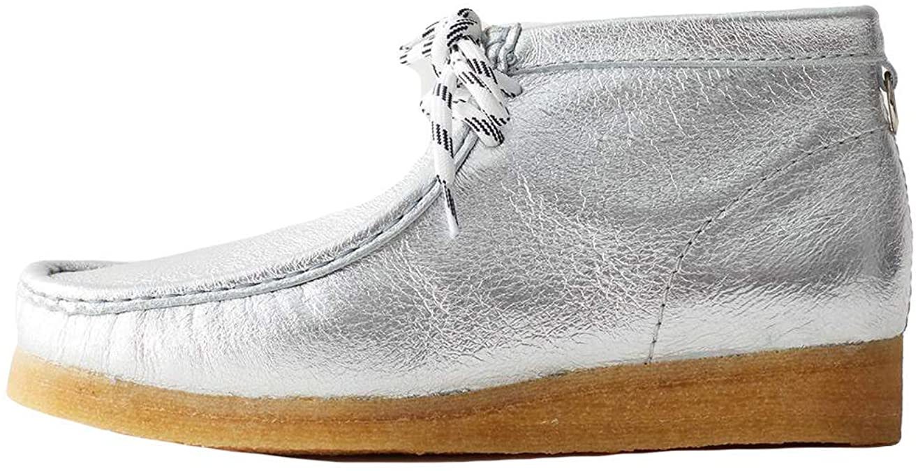 Clarks Originals Wallabee Boots Women's Silver Leather 26154284