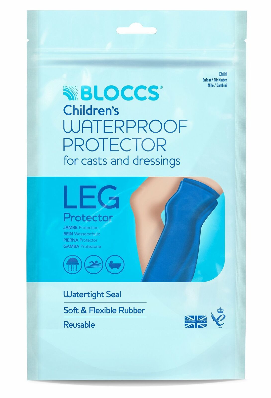 Bloccs Waterproof Protector for Casts and Dressings - Child Full Leg 1-3 yrs