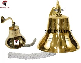 Solid Brass Traditional Ship Bell Wall Mounted Us Navy 6" Indoor/Outdoor Home B