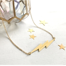 Personalised Gold Lightning Bolt Necklace, celestial jewellery - $58.00