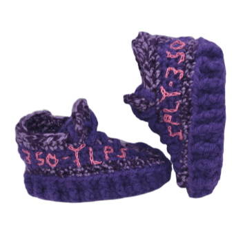 Handmade - 63.baby crochet y-350 midnight purple baby shoes