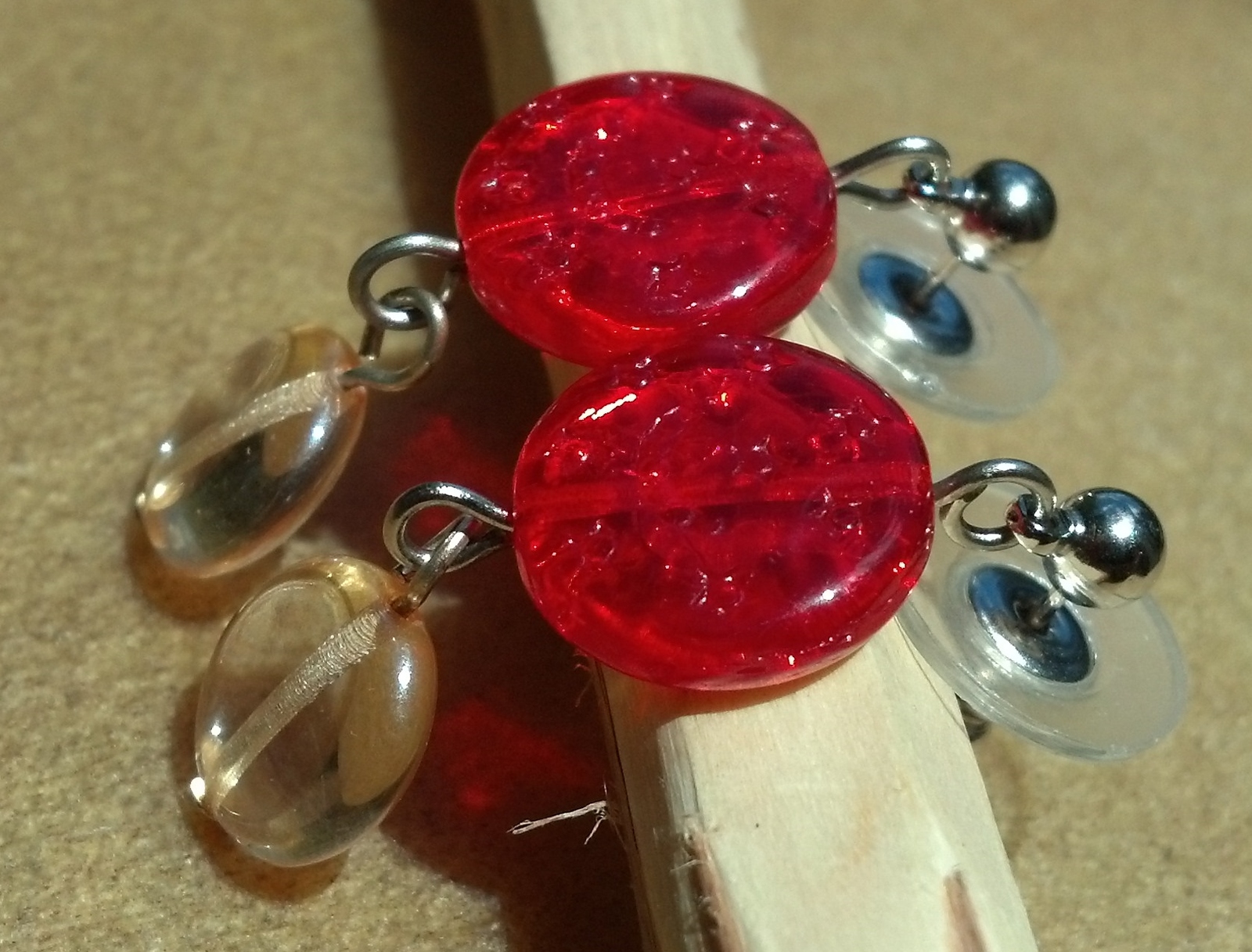 Bright Multi Color Flat Round Glass Earrings With Moon & Stars Hand