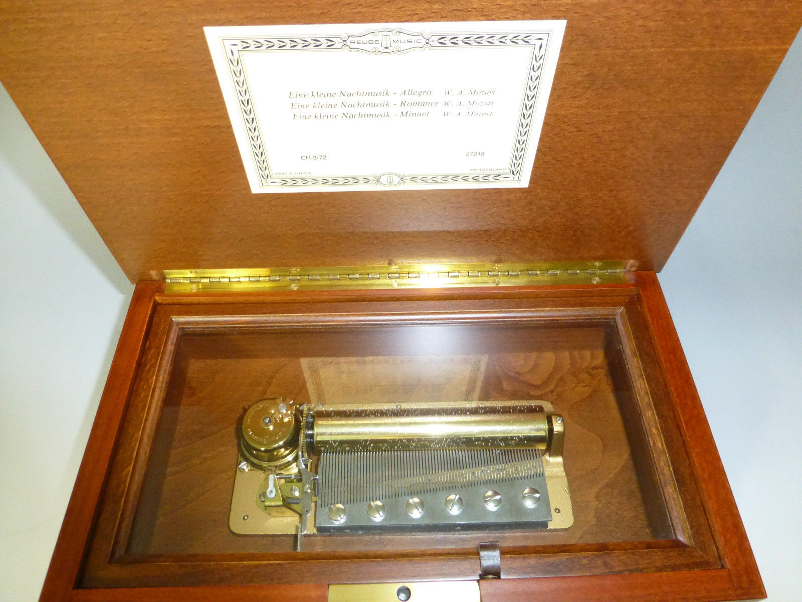 Rare Custom Reuge Music Box 72 / 3 Mozart Edition Wooden Inlaid Mozart