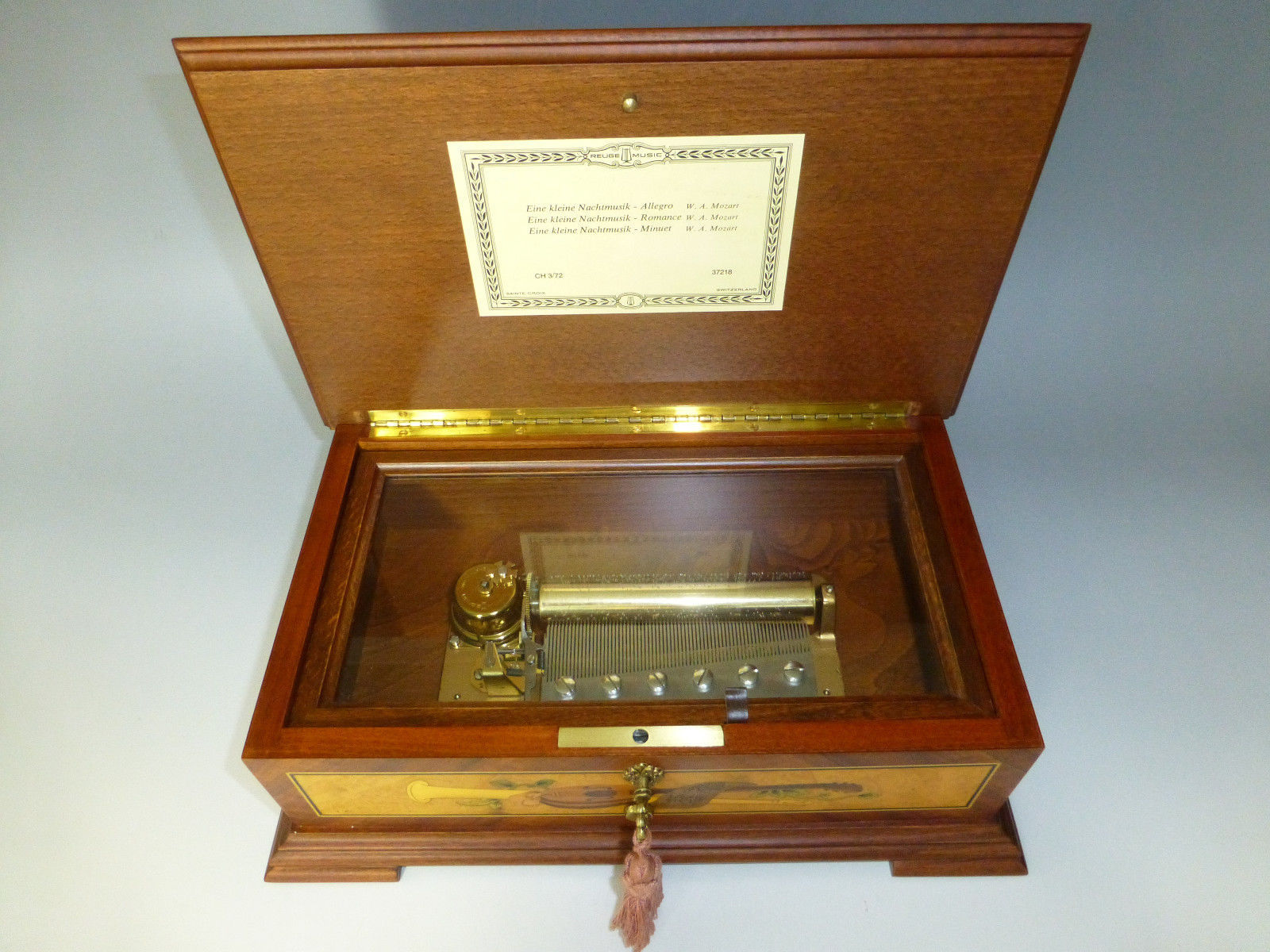 Rare Custom Reuge Music Box 72 / 3 Mozart Edition Wooden Inlaid Mozart