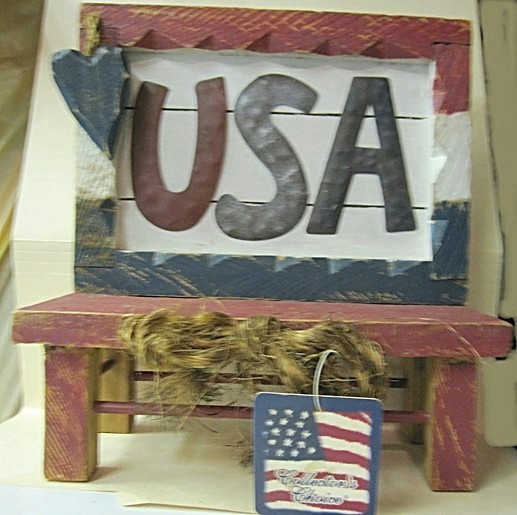 Primary image for USA Patriotic Bench Framed USA For Back NEW