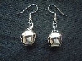 Jingle Bell Earrings Funky Christmas Holiday Jewelry Silver 5/8 Inch - $5.97