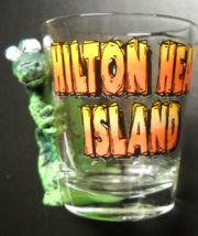 Hilton Head Island Shot Glass 3D Alligator Climbs up Clear Glass Block L... - $7.99