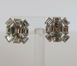 Vintage Weiss square white rhinestone clip on earrings - $69.99