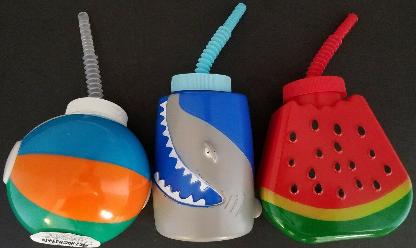 Primary image for Summer Plastic Sipper Cups w Straws 23oz 1/Pk, Select: Beach Ball, Shark or Wate