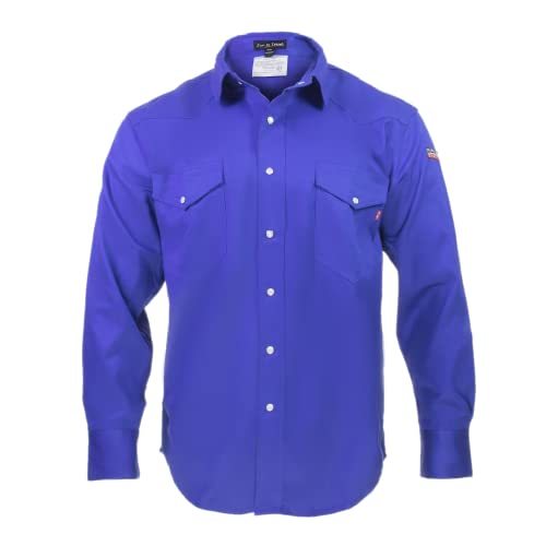 Flame Resistant FR Shirt - 100% C - Light Weight (Small, Royal Blue)
