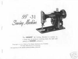 Singer 99-31 Sewing Machine Owner Manual  - $11.99