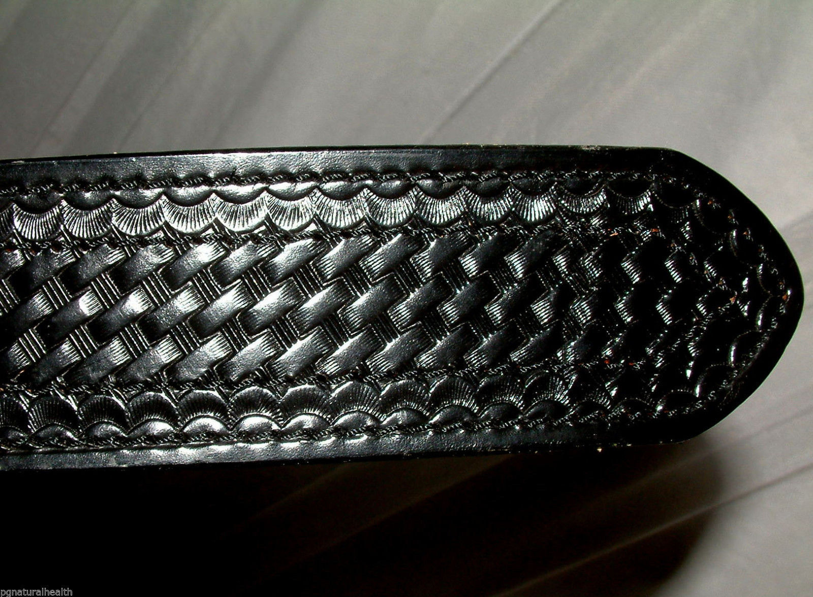 DUTYMAN BLACK LEATHER BASKETWEAVE POLICE DUTY BELT W VELCRO CLOSURE