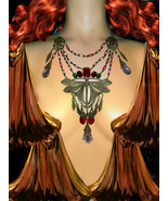 Dramatic Art Nouveau necklace HUGE chandelier drops Dragonfly centerpiece  - $1,200.00