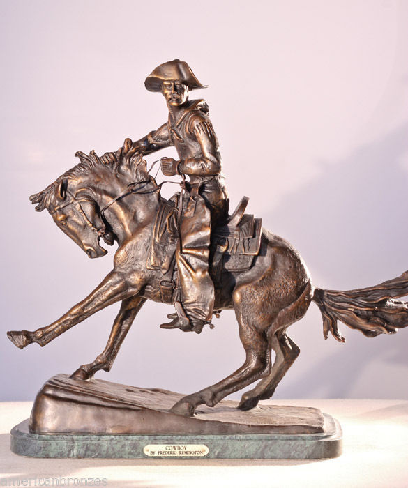 "Cowboy" Pure Bronze Statue Sculpture by F. Remington Regular Art