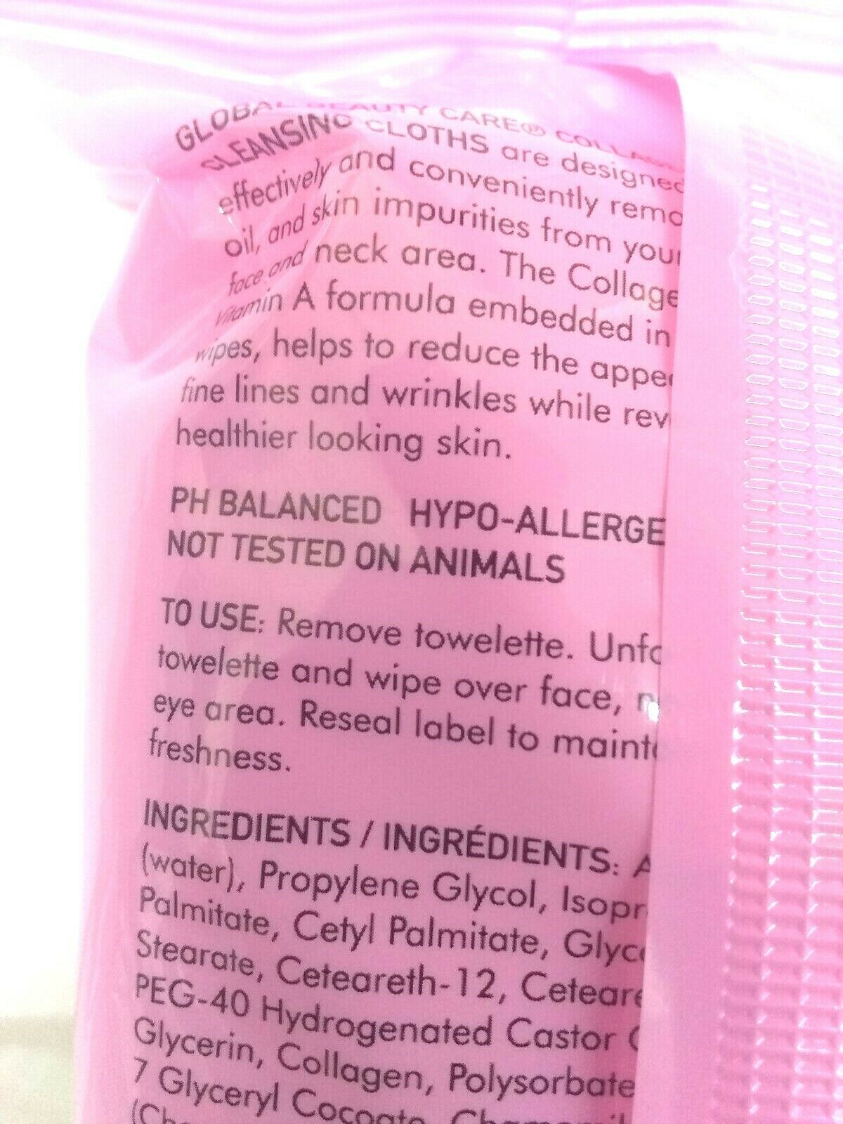 Collagen Makeup Cleansing Wipes 30 ct by Global Beauty Brand NEW sealed