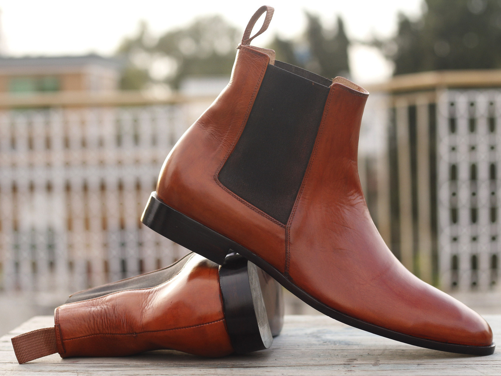 Handmade Men's Tan Leather Chelsea Boots, Men Ankle Boots, Men Designer Boot