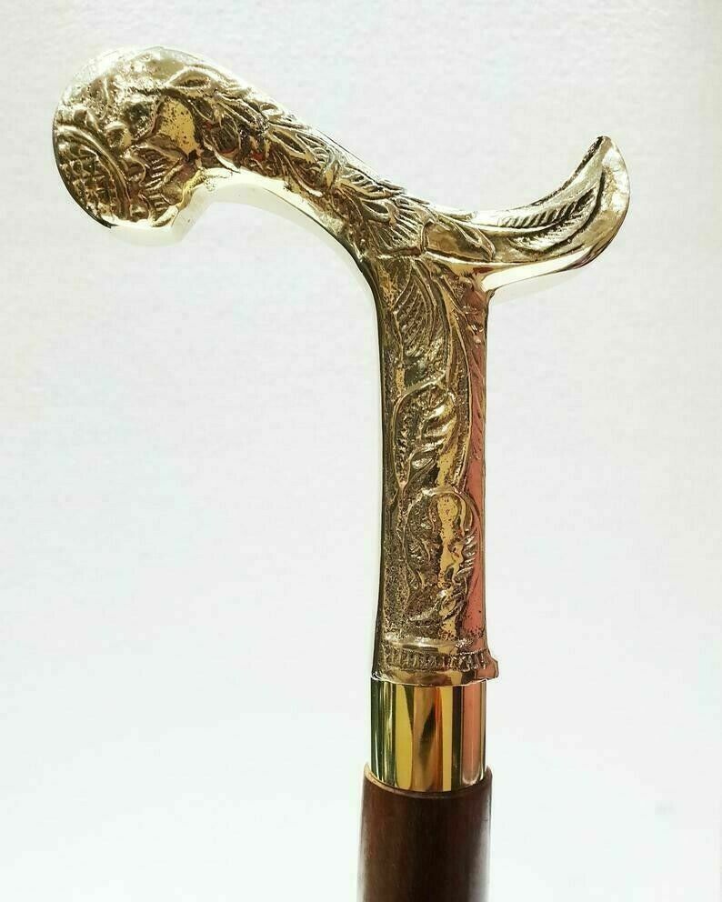 Brass,Victorian Walking Stick Cane Handle Peacock head Vintage Antique Style