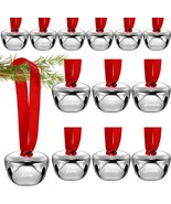 12 Pieces 1.5 Inches Christmas Bell Ornament Sleigh Bell With Red Ribbon, Silver - $35.96