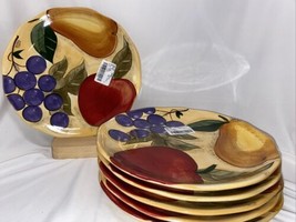 Home Trends VERDONA Dinner Plate Fruit Pattern Grapes Pear Apple NWT - $9.99