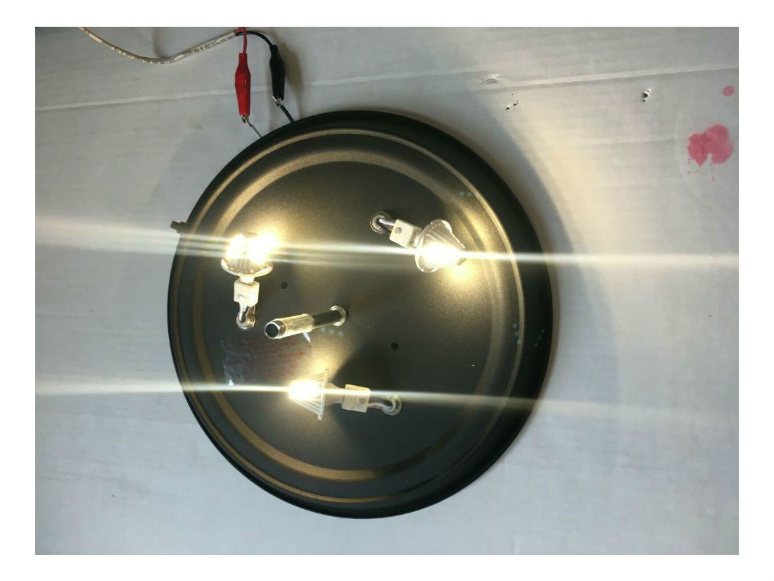 BLACK LED 12 Volt RV 11" Round Dome Ceiling Light Swirl Glass