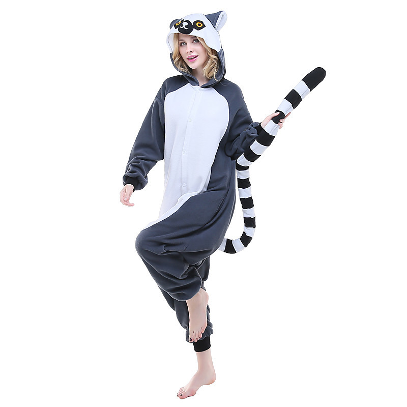 Adults' Kigurumi Pajamas Lemur Onesie Pajamas Polar Fleece Ink Blue Cosplay For