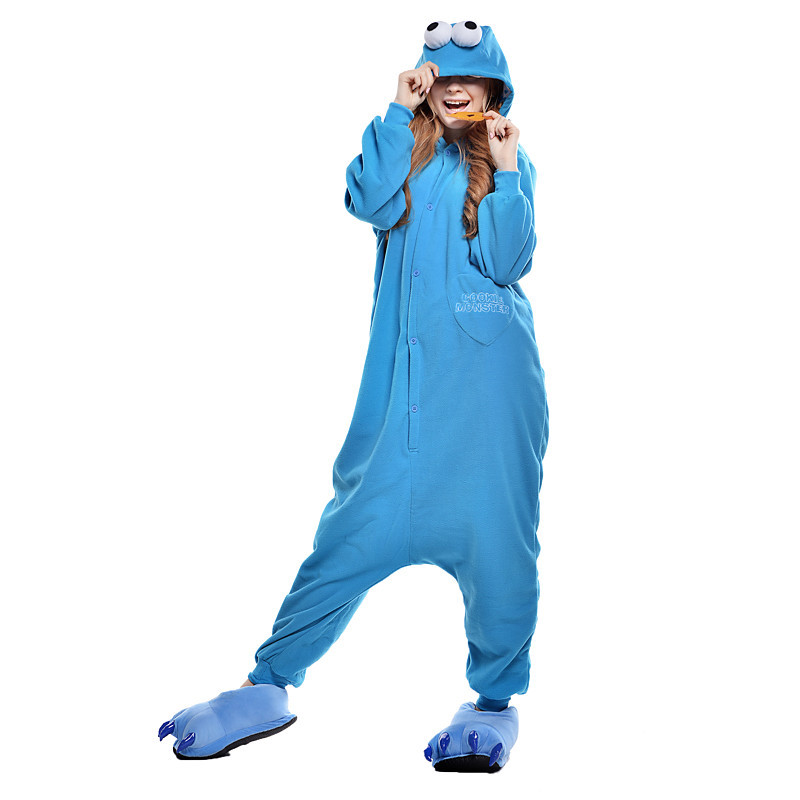 Adults' Kigurumi Pajamas Monster Cookie Anime Onesie Pajamas Polar Fleece Synthe