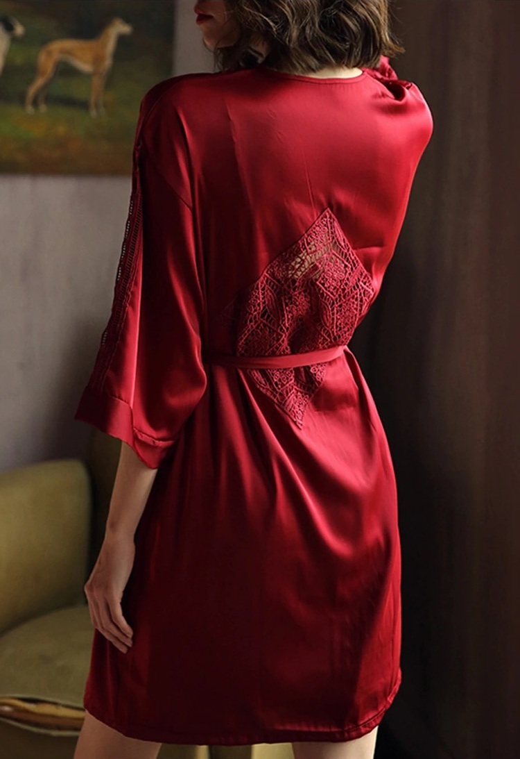 New white satin 2 piece sleepwear set V neck nightdress slip dress robe