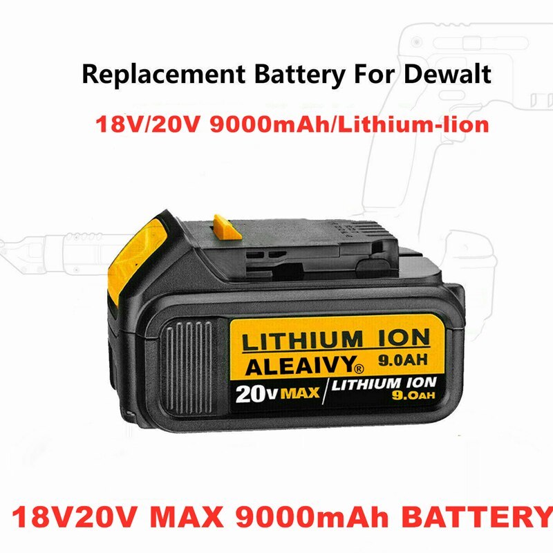 Aleaivy Tools 18V 9.0Ah MAX XR Battery Power Tool for DeWalt DCB184 DCB181 DCB18
