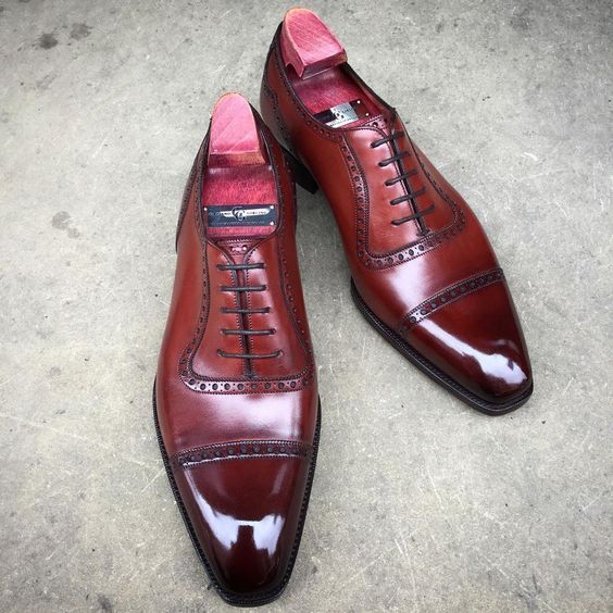 Handcraft Balmoral Siren Red Cap Toe Pure Leather Men's Formal Business Shoes