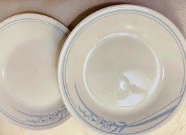Corelle Bread Plates (2) Microwavable Blue Trim and Blue Lily 6-5/8" - $19.00
