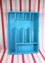 Swell Vintage Aqua Blue 5 Section Hard Plastic Flatware Silverware Caddy... - $16.00