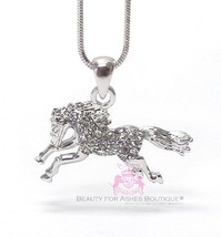 Girls Womens Miniature Galloping Run Arabian Horse Clear Crystal Charm N... - $17.95
