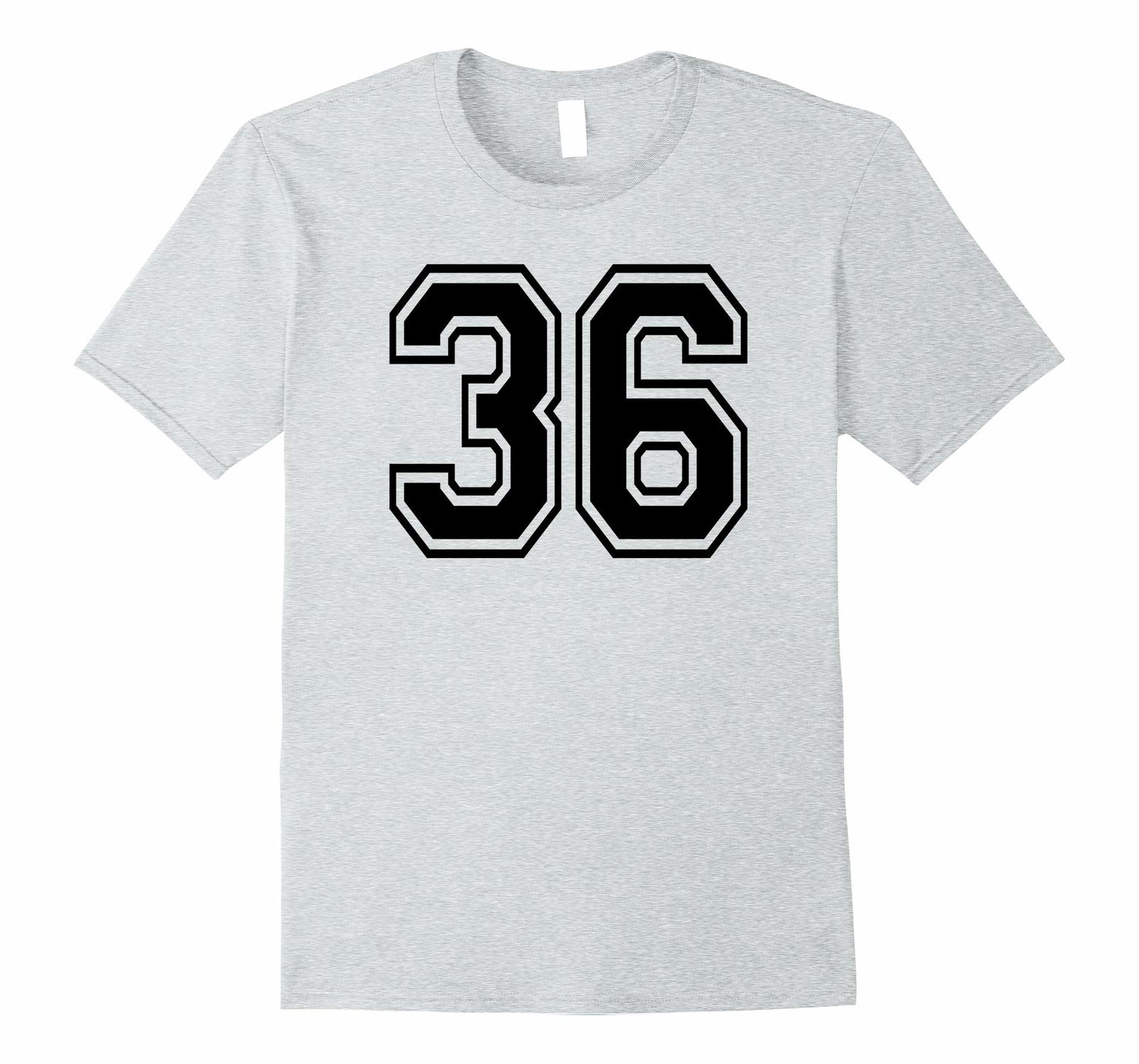 New Tee - Number #36 College Sports Team T-Tees front & back BLACK Men ...
