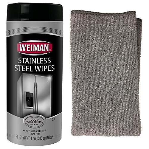 Weiman Stainless Steel Cleaning Wipes [Large Microfiber Cloth] Non