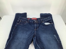 Arizona Jeans Girls 16 1/2 Plus Dark Blue Zipper Skinny Distressed - $14.95