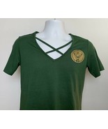 Jagermeister Gold Stag Logo V Neck T Shirt Womens Small Cotton Poly Blen... - $22.72
