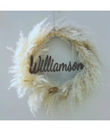 Personalized Pampas Grass Wreath with Wooden Name Plaque - $69.99