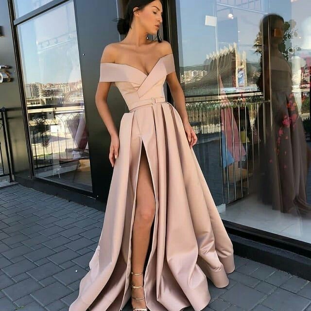 Sexy Champagne Prom Dresses V-Neck Long Evening Dresses 2019 Formal ...