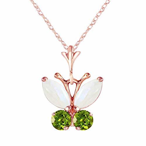 Galaxy Gold GG 0.7 CTW 14k 20 Solid Rose Gold Butterfly Necklace Opal Peridot P