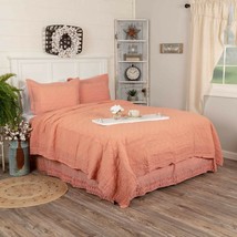 Adelia Apricot Whole-cloth Quilt - Hand-pleated VHC Brands - Twin, Queen or King - $26.95+
