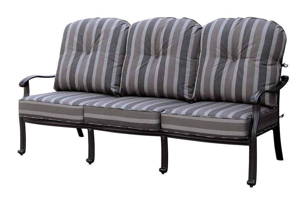 FA Furnishing Ravenscourt Black Metal Sofa in Grey & Brown Cushion