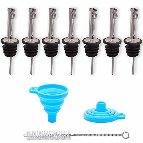 7 Packs Oil Pour Spouts Upgrade Stainless Steel Liquor Bottle Pourer