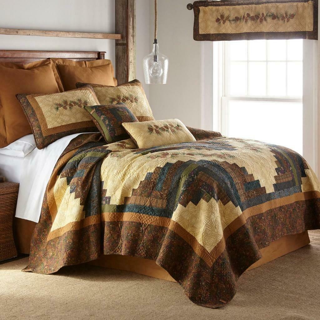 Donna Sharp Cabin Raising Pine Cone Quilt Rustic Lodge Country Queen