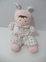 Carters plush doll white outfit pink purple flowers brunette brown hair hat - $49.49