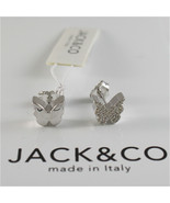 925 RHODIUM SILVER JACK&amp;CO EARRINGS WITH BUTTERFLY CUBIC ZIRCONIA MADE I... - $31.50