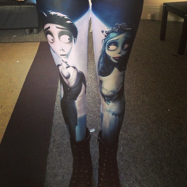 Women Corpse Bride Leggings Yoga Sports Pants Spandex Tights Love Gift for her