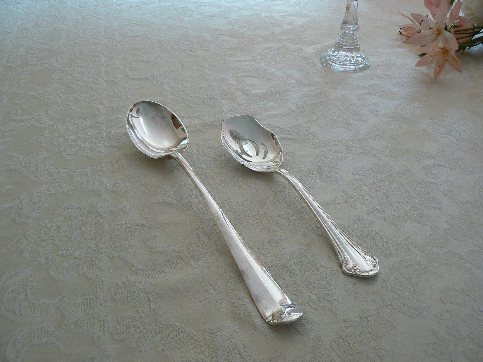 Antique/Vintage Large Silver Plate Serving Spoons Flatware & Silverware
