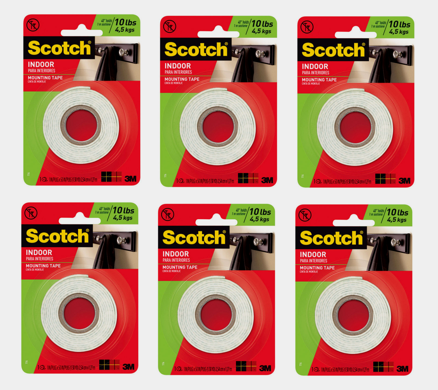 6 Scotch OUTDOOR White MOUNTING TAPE DoubleSided Hold 10 lbs 1" x 50