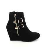 Forever Women&#39;s Paola-90 Round-Toe Wedge Heel Ankle Booties Black - $40.50